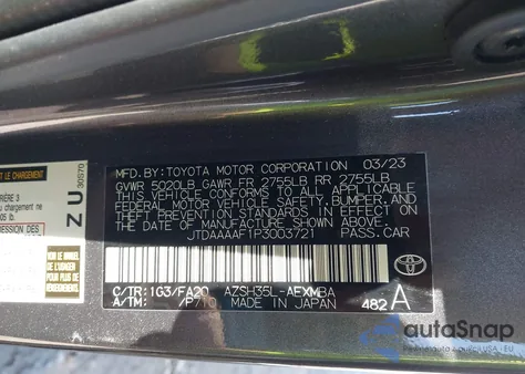 2023 Toyota Crown Xle from USA, damaged, VIN JTDAAAAF1P3003721